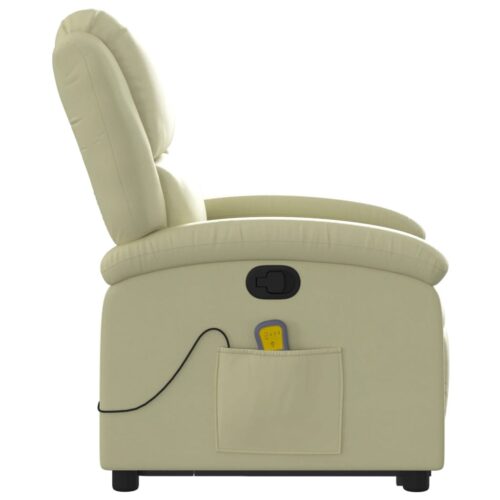 Stand up Massage Recliner Chair Cream Real Leather - Image 9