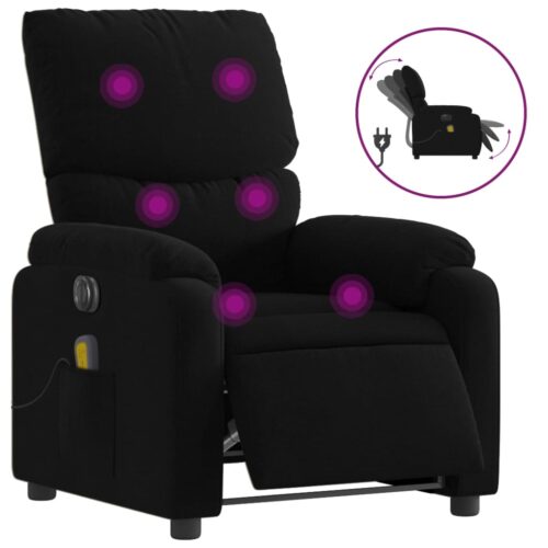 Electric Massage Recliner Chair Black Fabric - Image 2