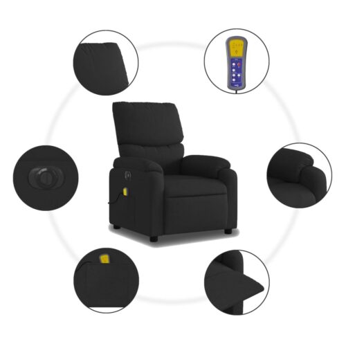 Electric Massage Recliner Chair Black Fabric - Image 7