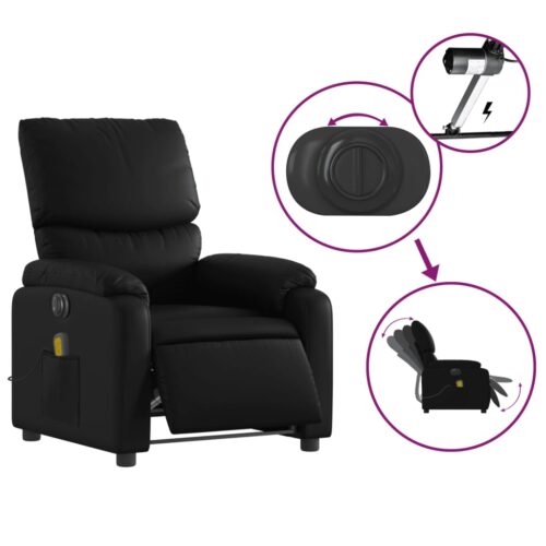 Electric Massage Recliner Chair Black Faux Leather - Image 5