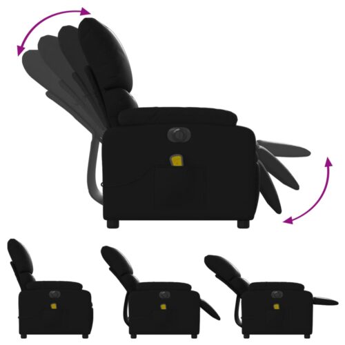 Electric Massage Recliner Chair Black Faux Leather - Image 6