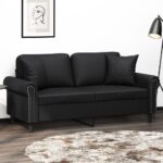 2-Seater Sofa with Throw Cushions Lounge Couch Loveseat Chair Faux Leather 140cm