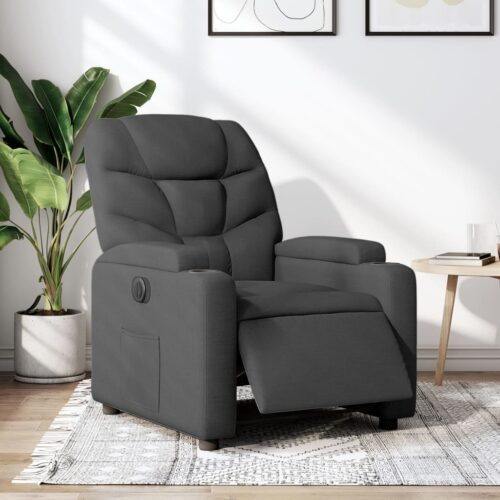 Electric Recliner Chair Sofa Lounge Single Couch TV Accent Armchair Fabric Grey