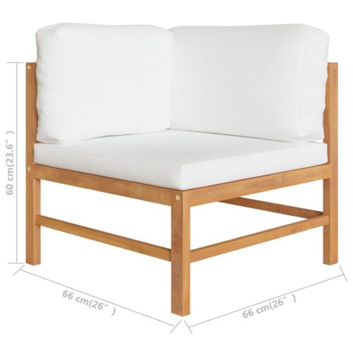 Corner Sofas 2pcs with Cream Cushions Solid Teak Wood - Image 6