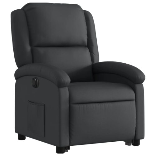 Electric Stand up Recliner Chair Black Real Leather - Image 3