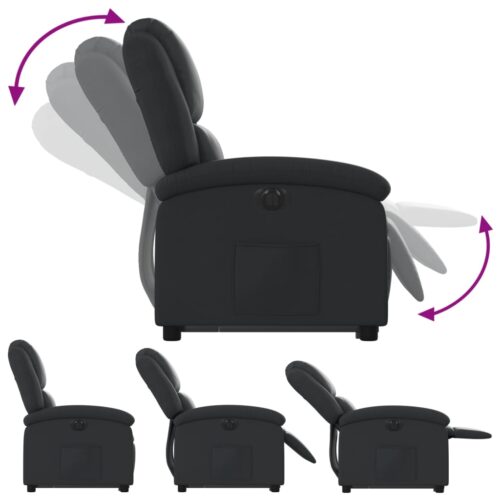 Electric Stand up Recliner Chair Black Real Leather - Image 6