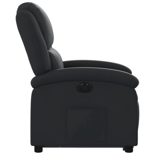Electric Stand up Recliner Chair Black Real Leather - Image 9