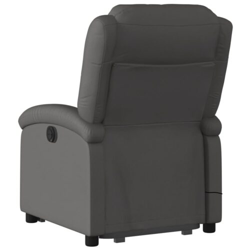 Electric Stand up Massage Recliner Chair Grey Real Leather - Image 4