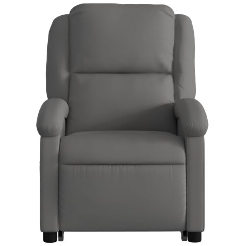 Electric Stand up Massage Recliner Chair Grey Real Leather - Image 8