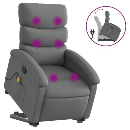 Stand up Massage Recliner Chair Dark Grey Fabric - Image 2