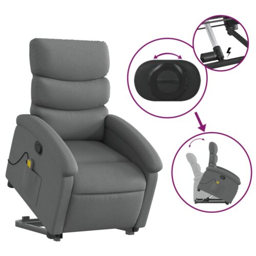 Stand up Massage Recliner Chair Dark Grey Fabric - Image 5