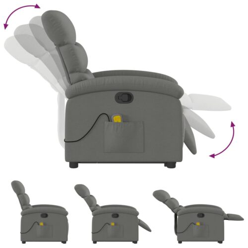 Stand up Massage Recliner Chair Dark Grey Fabric - Image 6