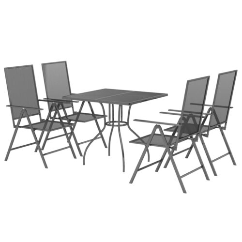 5-Piece Garden Dining Set Anthracite Steel - Image 3