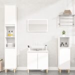 3pcs Bathroom Cabinet Set Mirror Wooden Basin Sink Vanity Shelf Storage White