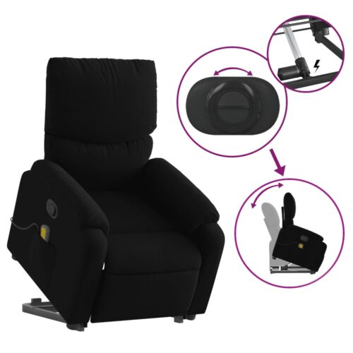 Stand up Massage Recliner Chair Black Fabric - Image 5