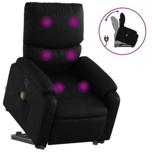 Stand up Massage Recliner Chair Black Faux Leather - Image 2