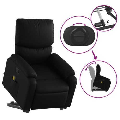 Stand up Massage Recliner Chair Black Faux Leather - Image 5