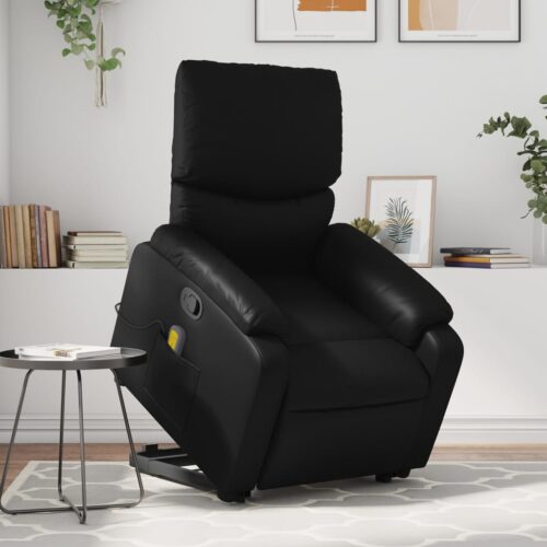 Stand up Massage Recliner Chair Black Faux Leather - Image 12