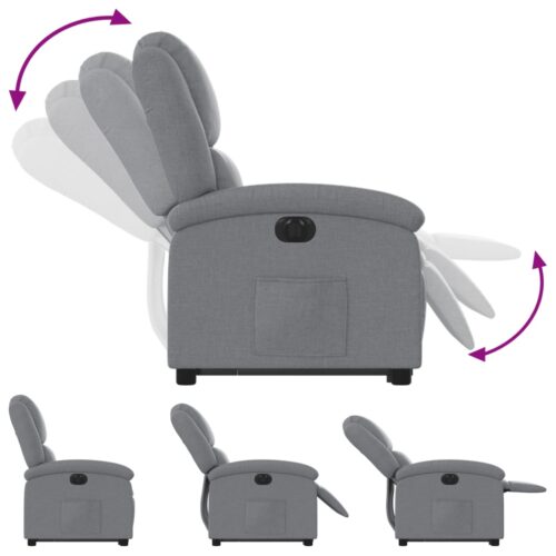 Electric Stand up Recliner Chair Light Grey Fabric - Image 6