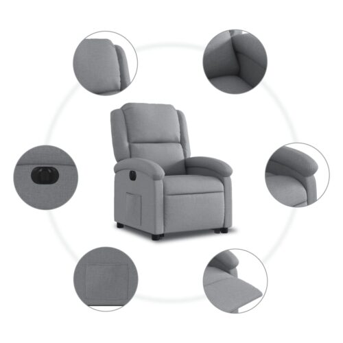 Electric Stand up Recliner Chair Light Grey Fabric - Image 7