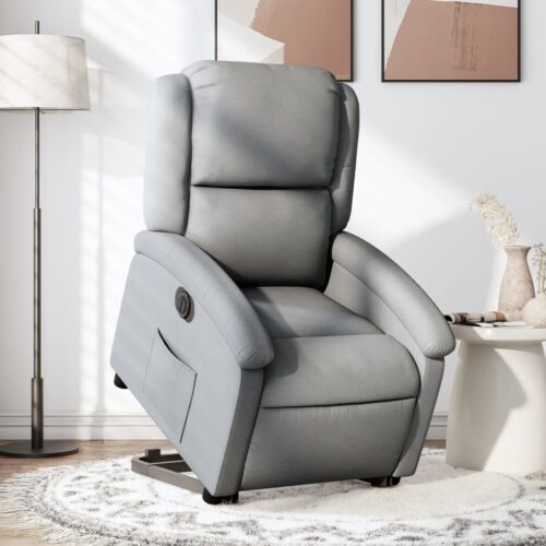 Electric Stand up Recliner Chair Light Grey Fabric - Image 12