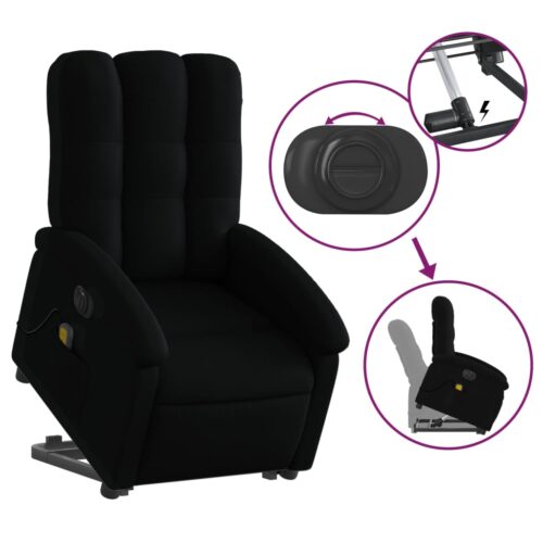 Electric Stand up Massage Recliner Chair Black Fabric - Image 10