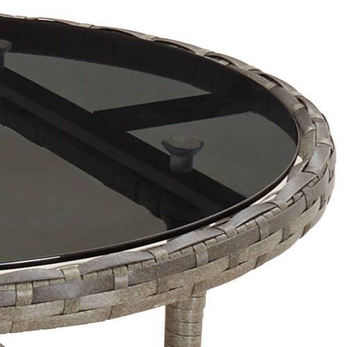 3-Piece Garden Bistro Set with Cushions Grey Poly Rattan Wicker Outdoor Patio Furniture - Image 7