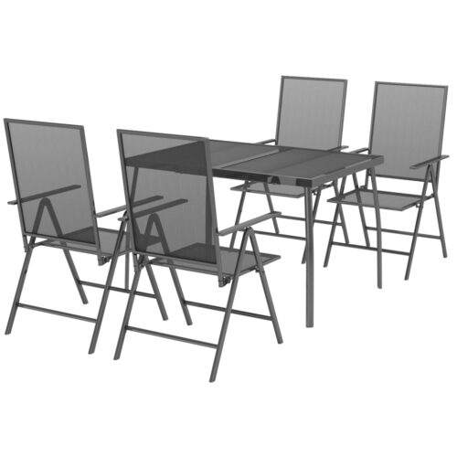 5-Piece Garden Dining Set Anthracite Steel - Image 3