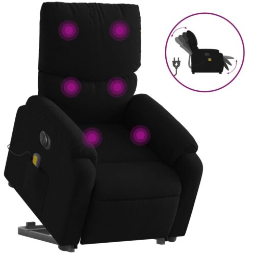 Electric Stand up Massage Recliner Chair Black Fabric - Image 2
