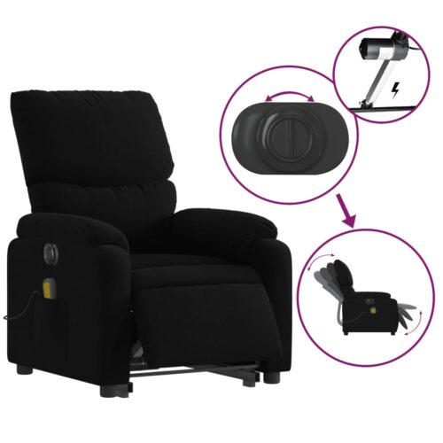 Electric Stand up Massage Recliner Chair Black Fabric - Image 5