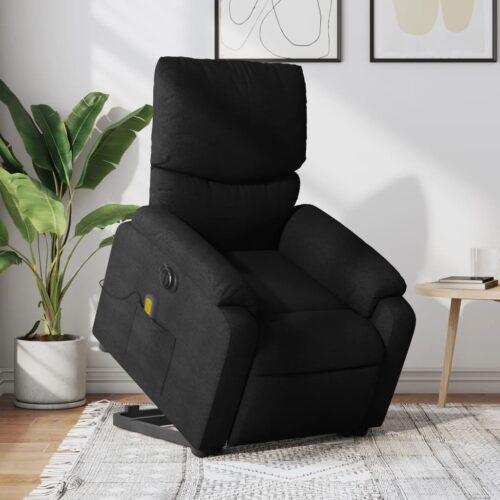 Electric Stand up Massage Recliner Chair Black Fabric - Image 12