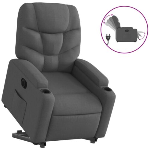 Electric Lift Recliner Chair Sofa Lounge Accent Couch Armchair Fabric Dark Grey - Image 2