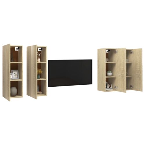 TV Cabinets 4pcs Sonoma Oak 30.5x30x90cm Engineered Wood - Image 3