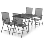 5-Piece Garden Dining Set Anthracite Steel