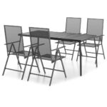 5-Piece Garden Dining Set Anthracite Steel