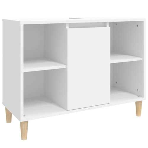 3pcs Bathroom Cabinet Set Mirror Wooden Basin Sink Vanity Shelf Storage White - Image 7