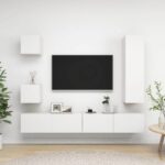 5-Piece TV Cabinet Set White Engineered Wood