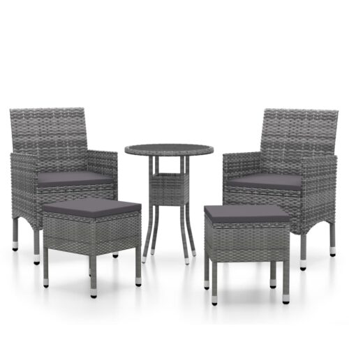 5-Piece Outdoor Lounge Set Garden Patio Sofa Chairs Wicker Rattan Furniture