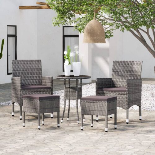 5-Piece Outdoor Lounge Set Garden Patio Sofa Chairs Wicker Rattan Furniture - Image 10