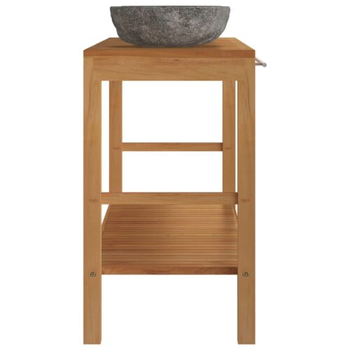 Bathroom Vanity Cabinet Solid Teak with Riverstone Sinks - Image 5