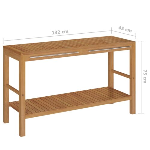 Bathroom Vanity Cabinet Solid Teak with Riverstone Sinks - Image 9