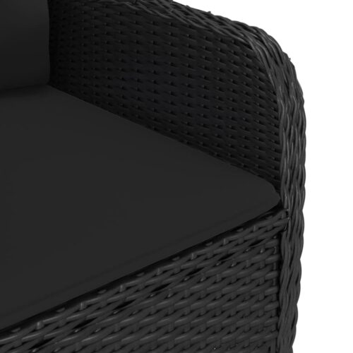 3-Piece Garden Bistro Set Poly Rattan Wicker Outdoor Patio Furniture Glass Black - Image 8