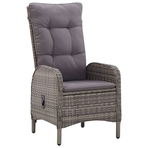 3-Piece Garden Bistro Set Poly Rattan Wicker Outdoor Patio Furniture Grey - Image 3