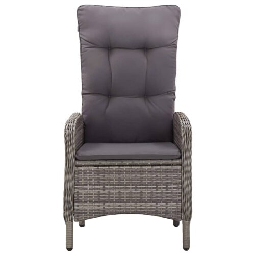 3-Piece Garden Bistro Set Poly Rattan Wicker Outdoor Patio Furniture Grey - Image 4
