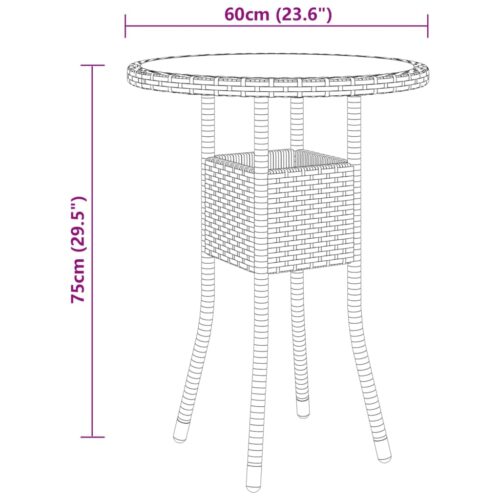 3-Piece Garden Bistro Set Poly Rattan Wicker Outdoor Patio Furniture Grey - Image 11