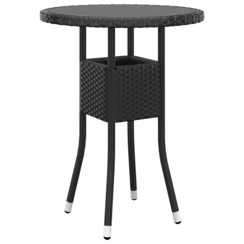 3-Piece Garden Bistro Set Poly Rattan Wicker Outdoor Patio Furniture Black - Image 6