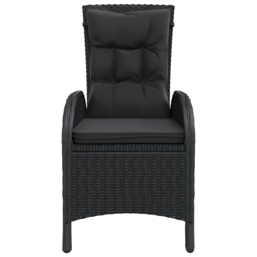 3-Piece Garden Bistro Set Poly Rattan Wicker Outdoor Patio Furniture Black - Image 3
