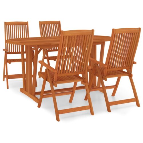 5-Piece Garden Dining Set Wood Timber Outdoor Patio Furniture Eucalyptus