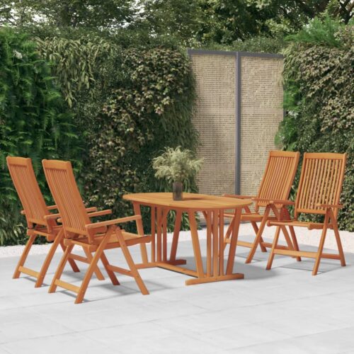 5-Piece Garden Dining Set Wood Timber Outdoor Patio Furniture Eucalyptus - Image 10
