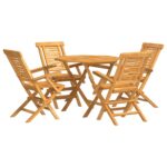 5-Piece Garden Dining Set Wood Timber Outdoor Patio Furniture Teak